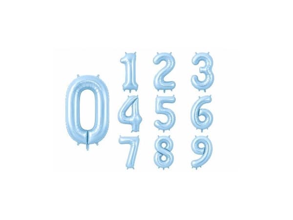 Vaaleansiniset numerot folio ilmapallo 0, 86 cm