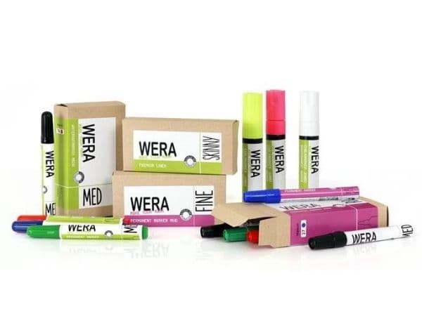 Markör WERA röd permanent rund spets 2 mm - (12 st.)
