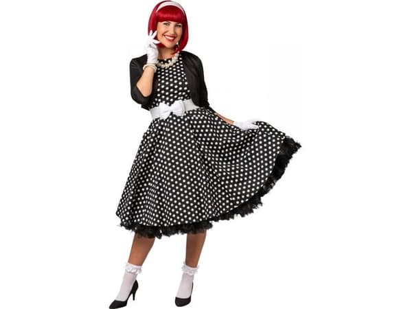 Rockabillyklänning med vita prickar