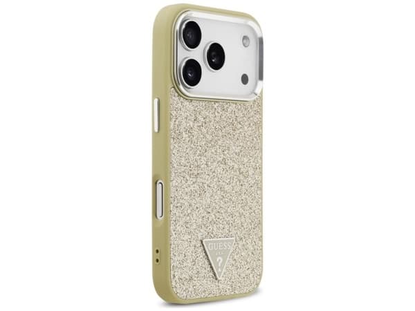 Guess Glitter Triangle Logo MagSafe Case for iPhone 17 Pro - Gold