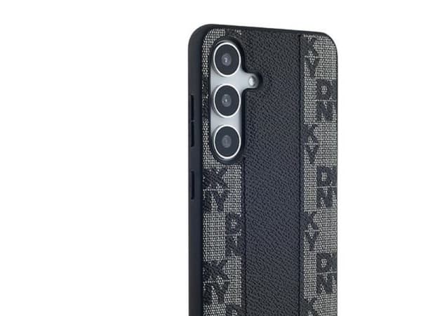 DKNY Leather Checkered Mono Pattern MagSafe case for Samsung Galaxy S24 - black