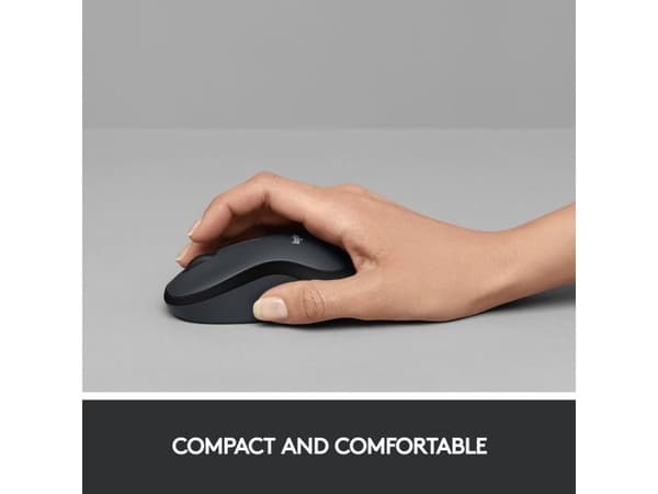Logitech M220 Silent, Ambidextrous, Optisk, RF Trådlös, 1000 DPI, Kol