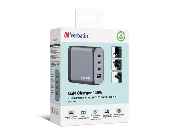 Verbatim GNC-140, Innendørs, AC, 20 V, Sort, Grå