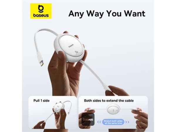 USB-kabel Baseus Free2Pull USB-C till iP 20W 1m (vit)