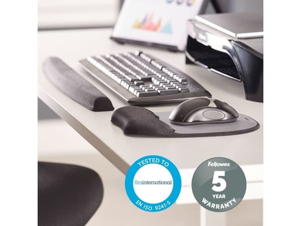 Fellowes Memory Foam - Musematte med håndleddsstøtte - sølv