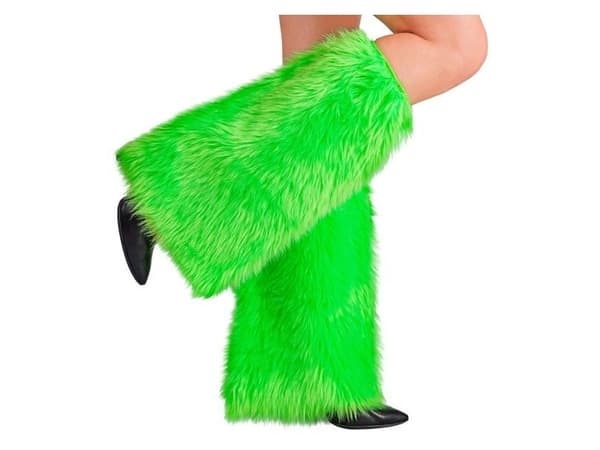 Neongröna pälss benvärmare