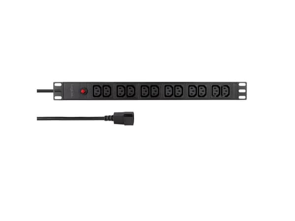 LogiLink 19" rack PDU 12-way C13 and overload protection