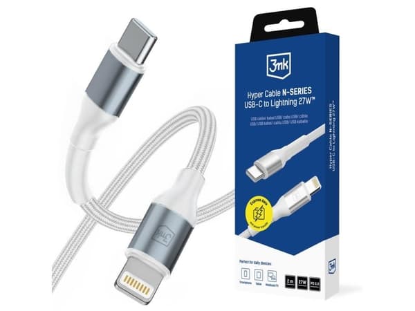 3mk Hyper Cable N-SERIES USB-C / Lightning 2m PD 3.0 9V / 3A 27W - vit