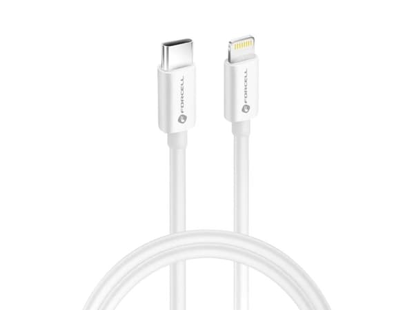 USB-kabel ForCell USB-C till Lightning 1 m vit