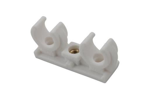 Dobbel klemrørholder 15 mm