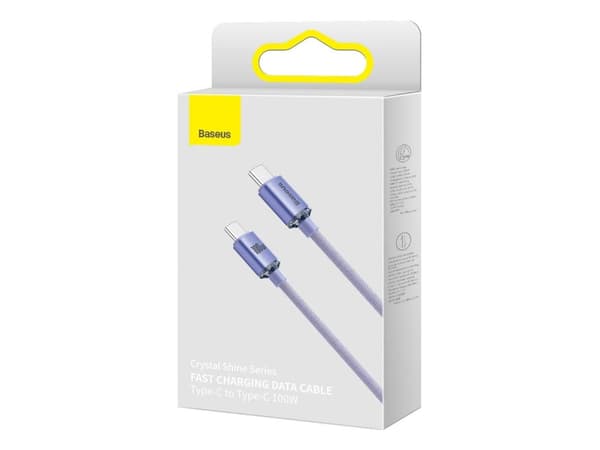 Baseus Crystal Shine USB-C til USB-C-kabel, 100W, 2m (lilla)