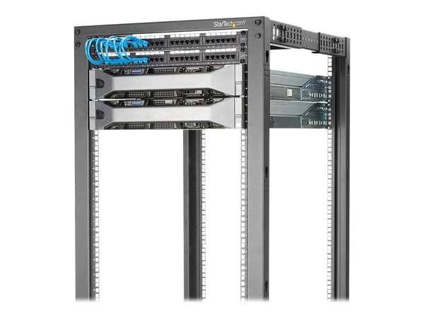 Startech 15U 19" Open Frame Server Rack, 4 Post Adjustable Depth 22-40" Mobile, Free Standing Rolling Network/Computer Equipment Data Rack, Dell Po...