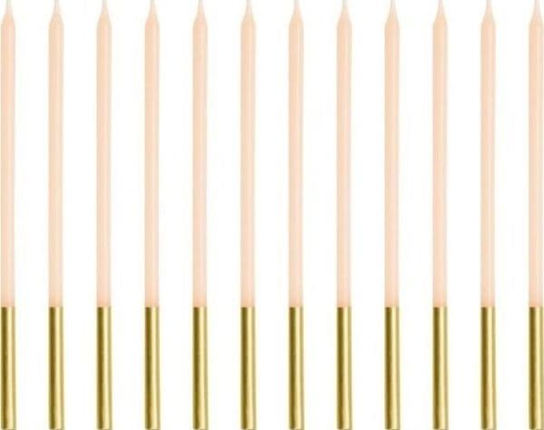 Födelsedagsljus beige 14 cm, 12 st