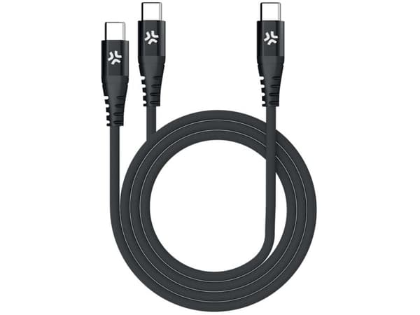 USB-C - 2x USB-C-kabel 100W PD 1,3 m svart