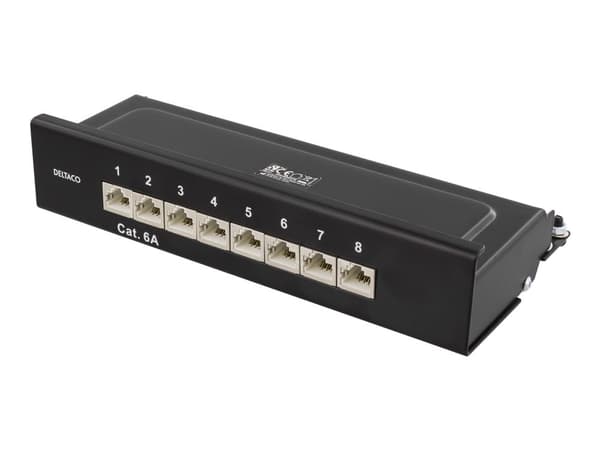 DELTACO PAN-211 - Patch-panel - väggmontering - CAT 6a - RJ-45 X 8 - svart