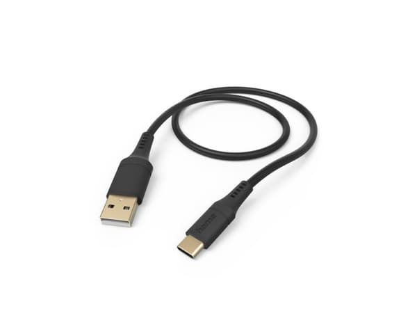 Cable USB Hama HAMA CHARGING/DATA CABLE "FLEXIBLE", USB-A - USB-C, 1.5m, SILICONE, Black