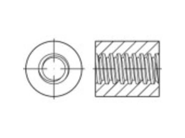 TOOLCRAFT 1069506 rund trapesmutter 24 mm 88089 - rustfritt stål A4 - 1 stk.