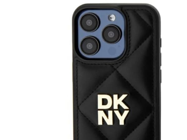 DKNY Quilted Stack Logo-skal för iPhone 15 Pro - svart
