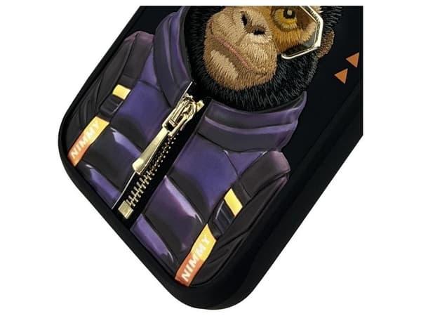 Nimmy Cool&Cute 2.0 Monkey-deksel til iPhone 16 Pro - Svart
