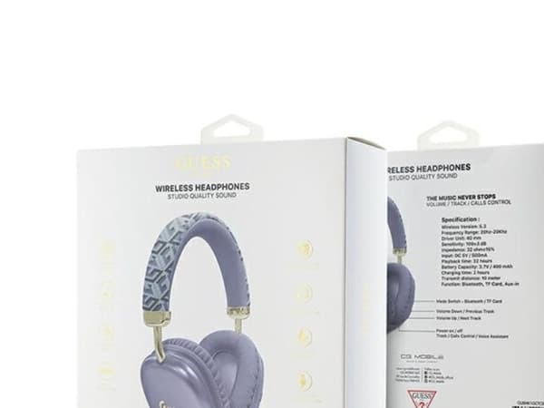 Guess GCube Metallic Script logo-hodetelefoner - lilla