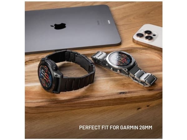 FIXED Titanium Strap, Rem, SmartWatch, Titanium, Garmin, QuickFit 26mm, Titanium, Rostfritt stål