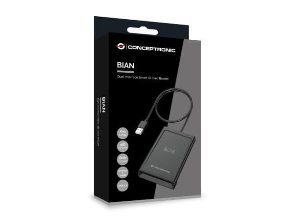 Conceptronic BIAN11B, USB 2.0, nærfeltskommunikasjon (NFC), 1 m, Sort, 100 g