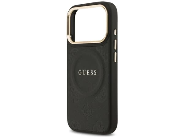 Guess Peony Hot Stamp MagSafe Case for iPhone 17 Pro - Black
