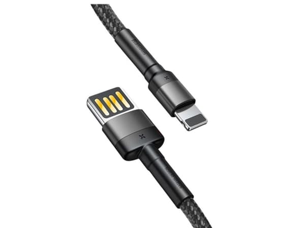 Lightning USB-kaapeli (käännettävä) Baseus Cafule 2.4A 1m (harmaa/musta)