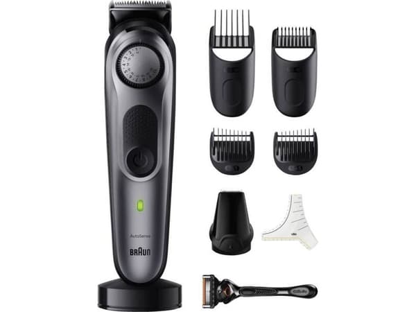 Braun BeardTrimmer 7 BT 7420, Vaskbar, Batteri, Grå