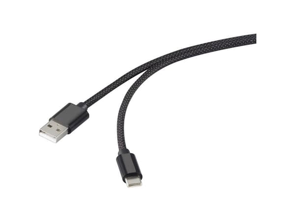 Renkforce RF-6437924, 1 m, USB C, USB A, USB 2.0, 0,48 Gbit/s, Sort