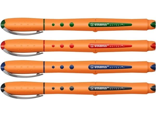 STABILO worker+ fine, Stiftpenna, Blå, Orange, Blå, 0,3 mm, Fin, Ambidextrous