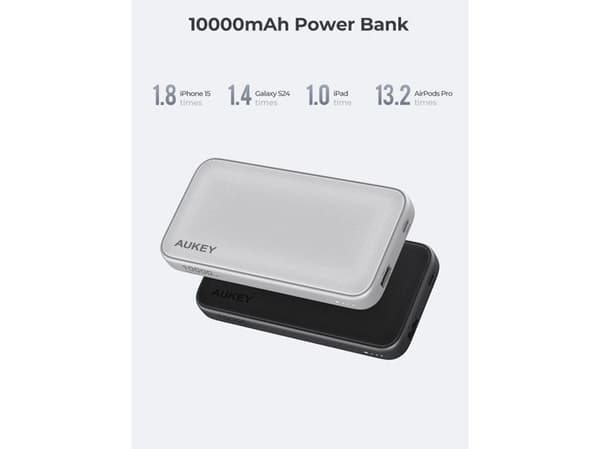 AUKEY PB-Y46, 10000 mAh, litium, harmaa