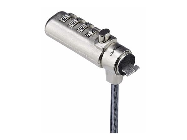 StarTech.com Slim Lock K-Slot Compatible, 6.6ft Combination Locking Cable - Lås för säkerhetskabel - svart & silver - 2 m - TAA-kompatibel