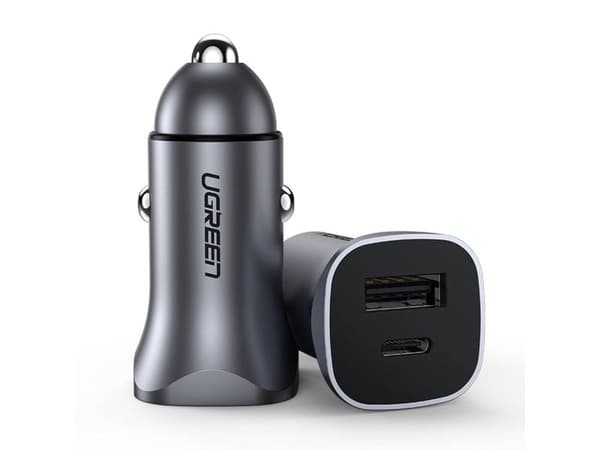 Ugreen billaddare UGREEN CD130, USB-A+PD 3.0, USB-C, QC3.0 30W (grå)