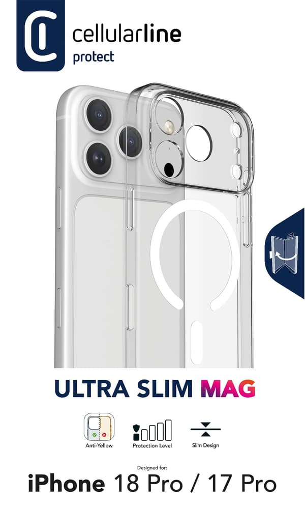 Cellularline ULTRASMAGIPH18PROT, Mobilskal, Apple, iPhone 18 Pro, 16 cm (6.3"), Transparent