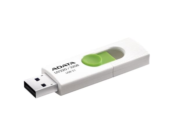 ADATA UV320 - USB-flashstasjon - 32 GB - USB 3.1 - hvit/grønn