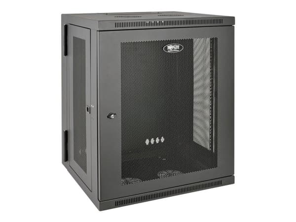 SmartRack 15U Low-Profile Switch-Depth Wall-Mount Half-Height Rack Enclosure, Hinged Back
