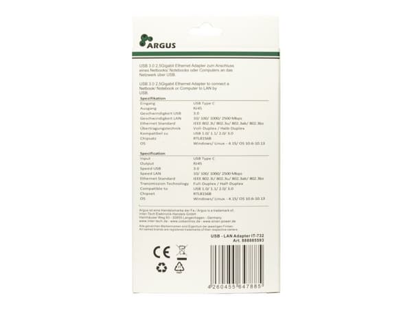 Inter-Tech IT-732 - Nätverksadapter - USB 3.0 - 2.5GBase-T x 1