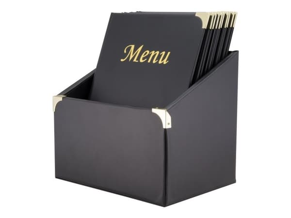 Securit® 10 st A4 BASIC menykortsfickor i förvaringsbox, svart
