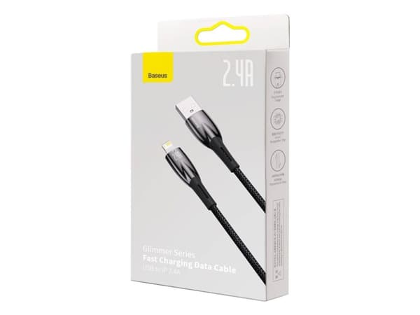 Baseus Glimmer, 2 m, Lightning, USB A, Uros, Uros, Musta