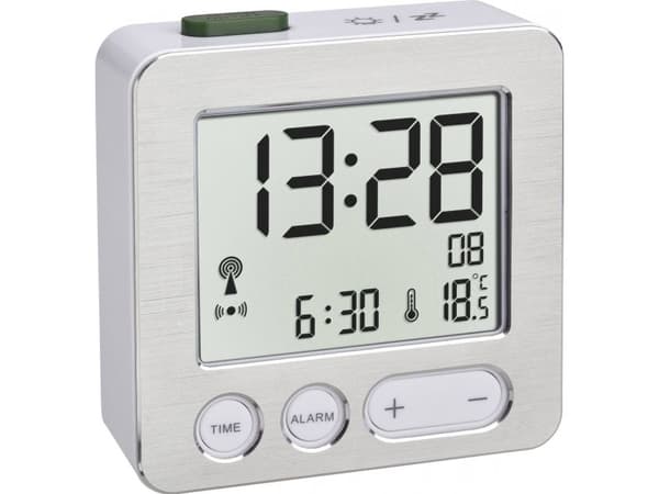 TFA 60.2545.54 digital väckarklocka - rektangulär - silver - plast - -9 till 50 °C - F