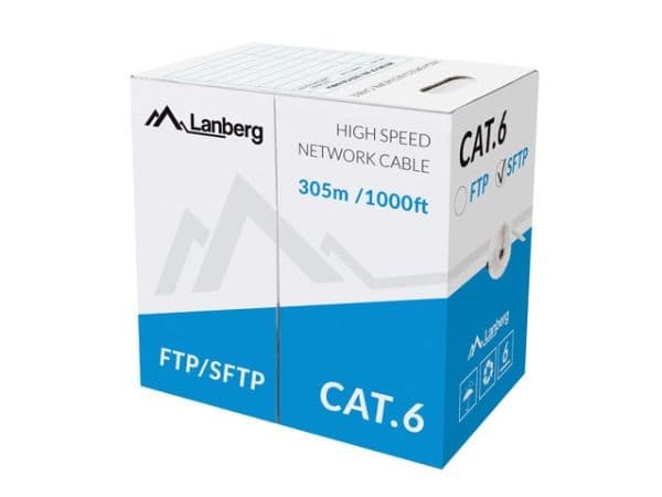 Lanberg - Samlet kabel - 305 m - SFTP - CAT 6 - utendørs, solid - grå