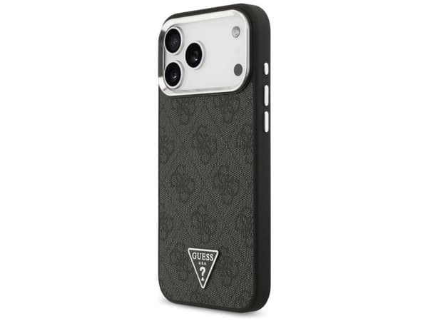 Guess 4G Triangle Logo MagSafe Case for iPhone 17 Pro Max / 18 Pro Max - Black &amp; Silver