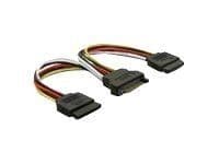 DELTACO SATA-15 - Strøm-splitter - SATA strøm (han) til SATA strøm (hun) - 10 cm - 10 cm