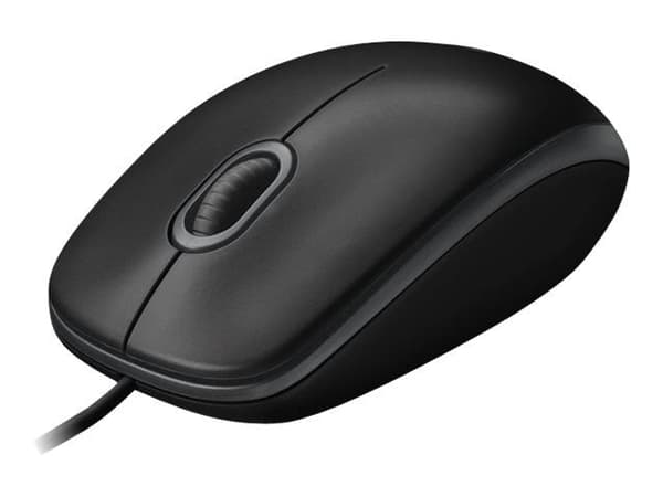Logitech B100, Molempikätinen, Optinen, USB A-tyyppi, 800 DPI, Musta