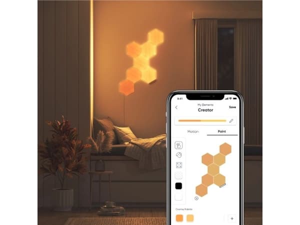 Nanoleaf|Elements Wood Look Hexagons Starter Kit (7 panels)|Cool White + Warm White