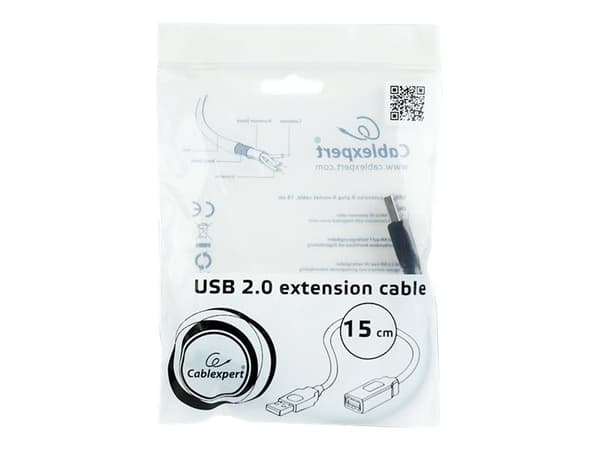 Cablexpert - USB forlængerkabel - USB (hun) til USB (han) - USB 2.0 - 15 cm - formet - sortti