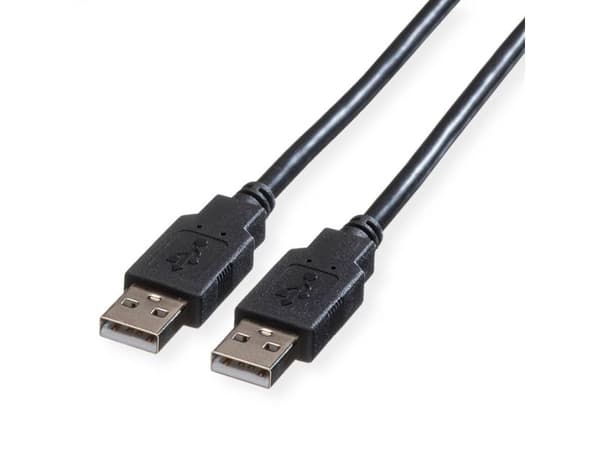 ROLINE 0.8m USB 2.0, 0,8 m, USB A, USB A, USB 2.0, Hankjønn/hankjønn, Sort