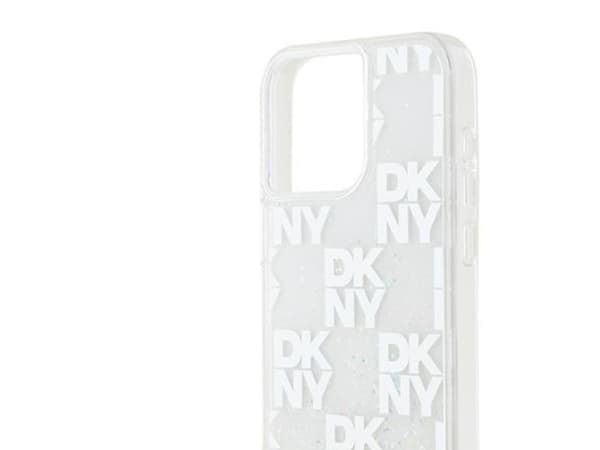 DKNY Liquid Glitter multilogo-skal för iPhone 15 Pro Max - vit