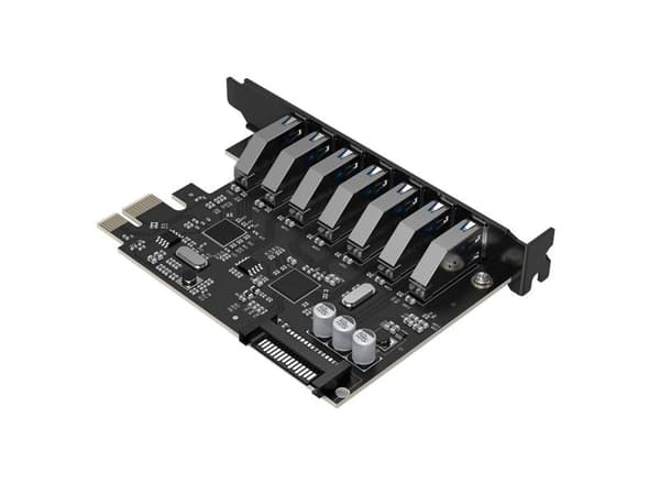 Orico PVU3 PCI-E ekspansjonskort med 7x USB 3.0 til stasjonær PC - svart
